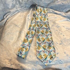 J. Garcia Pastel Geometric Silk Tie in Blue, Mint & Lavender